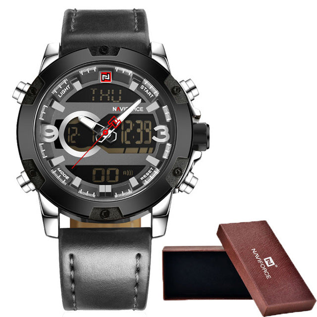 NAVIFORCE Men Sport Watches Top Luxury Brand LED Analog Clock